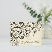 Elegante Wirbel Ankündigung Datum freihalten Postk (Stehend Vorderseite)