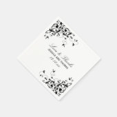 Elegante Wirbel Black & White Wedding Napkins Serviette (Ecke)