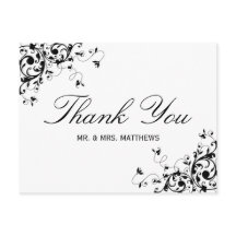 Elegante Wirbel Black & White Wedding Vielen Dank