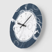 Elegante Wirbel Blau Aquamarin Große Wanduhr (Winkel)