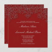 Elegante Wirbel der Krimson Hochzeitsreise Einladung (Vorne/Hinten)