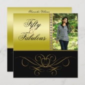 Elegante Wirbel & Diamond Fabulous 50 Foto Frauen Einladung (Vorne/Hinten)