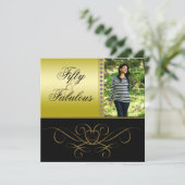 Elegante Wirbel & Diamond Fabulous 50 Foto Frauen Einladung (Stehend Vorderseite)