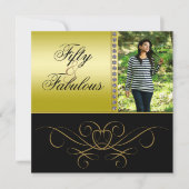 Elegante Wirbel & Diamond Fabulous 50 Foto Frauen Einladung (Vorderseite)