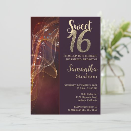 Elegante Wirbel Einladung zum Geburtstag (Stehend Vorderseite)