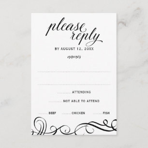 Elegante Wirbel Hochzeit RSVP mit Wahlmöglichkeit Karte
