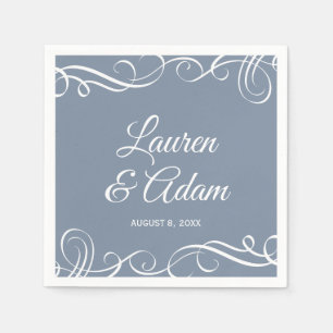 Elegante Wirbel Hochzeiten von Napkins (Dusty Blue Serviette