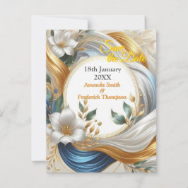 Elegante Wirbel in Gold, Silber, Blau, Gelb Ankündigung