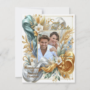 Elegante Wirbel in Gold, Silber, Blau, Gelb Ankündigung