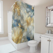 Elegante Wirbel in Gold, Silber, Blau, Gelb Duschvorhang (Beispiel)