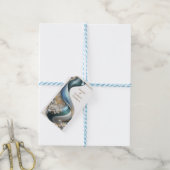 Elegante Wirbel in Gold, Silber, Blau, Gelb Geschenkanhänger (Mit Garn)