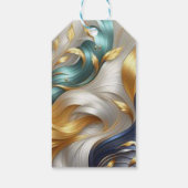 Elegante Wirbel in Gold, Silber, Blau, Gelb Geschenkanhänger (Rückseite)