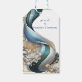 Elegante Wirbel in Gold, Silber, Blau, Gelb Geschenkanhänger (Vorderseite)