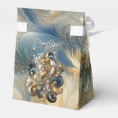 Elegante Wirbel in Gold, Silber, Blau, Gelb Geschenkschachtel (Rückseite)