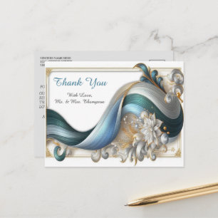 Elegante Wirbel in Gold, Silber, Blau, Gelb Postkarte