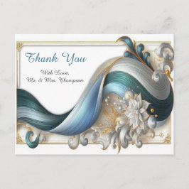 Elegante Wirbel in Gold, Silber, Blau, Gelb Postkarte