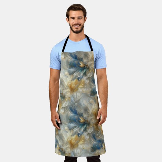 Elegante Wirbel in Gold, Silber, Blau, Gelb Schürze (Getragen)