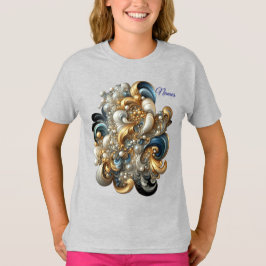 Elegante Wirbel in Gold, Silber, Blau, Gelb T-Shirt