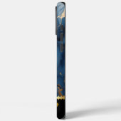 Elegante Wirbel mit blauen und goldenen Marmordesi Case-Mate iPhone Hülle (Rückseite / Links)
