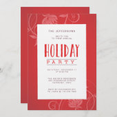 Elegante Wirbel Moderne Rote Feier Einladung (Vorne/Hinten)