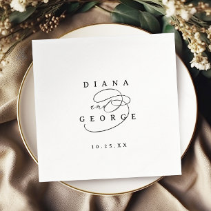 Elegante Wirbel-Schrift Einfache Hochzeit Serviette