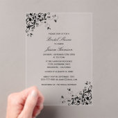 Elegante Wirbel Schwarz-Weiß-Brautparty Acryleinladungen (Insitu (Handheld))