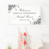 Elegante Wirbel Schwarz-Weiß-Brautparty Banner (Insitu)