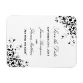 Elegante Wirbel Schwarz-Weiß-Hochzeit speichern da Magnet (Horizontal)