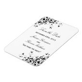 Elegante Wirbel Schwarz-Weiß-Hochzeit speichern da Magnet (Linke Seite)