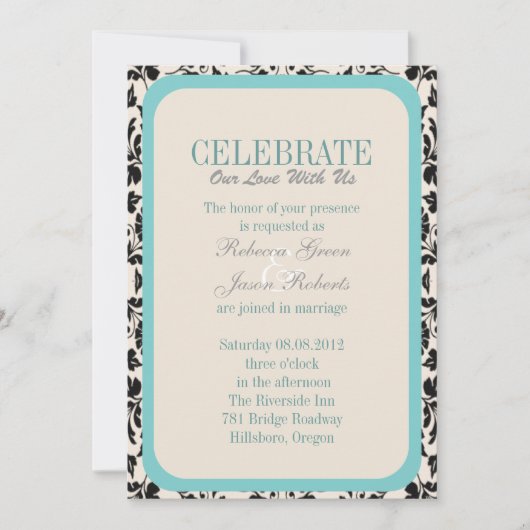 elegante Wirbel Vintage Pfauenhochzeit Einladung (Vorderseite)