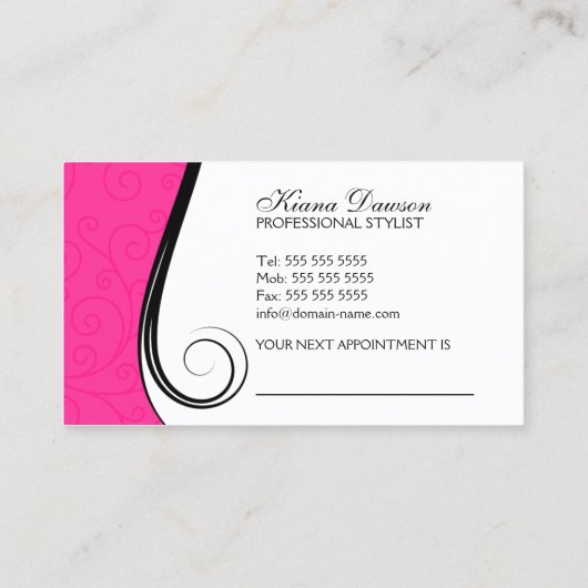 Elegante Wirbels-Salon-heißes Terminkarte (Rückseite)
