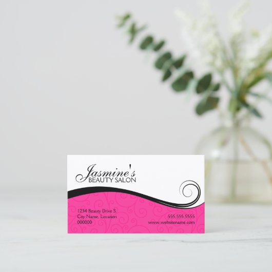 Elegante Wirbels-Salon-heißes Terminkarte (Stehend Vorderseite)