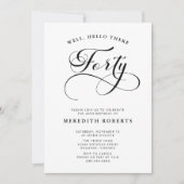 Elegante Wirble Kalligraphie 40. Geburtstag Party Einladung (Vorderseite)