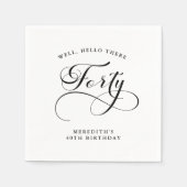 Elegante Wirble Kalligraphie 40. Geburtstag Party Serviette (Vorderseite)