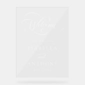 Elegante Wirble Kalligraphie-Hochzeit Willkommen Acrylschild (Vorderseite)