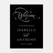 Elegante Wirble Kalligraphie Hochzeitwillkommen Sc Acrylschild (Vorderseite)