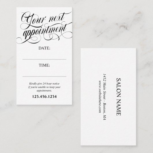 Elegante Wirble Kalligraphie Ihr nächster Termin (Vorne/Hinten)