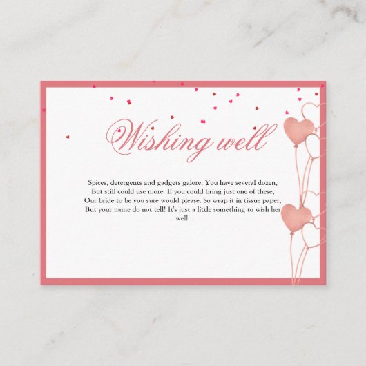 Elegante Wishing well Valentine Brautparty Card Begleitkarte (Vorderseite)