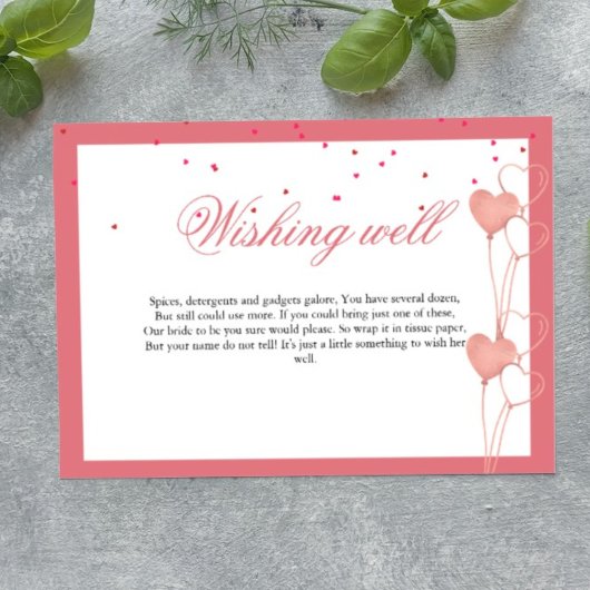 Elegante Wishing well Valentine Brautparty Card Begleitkarte