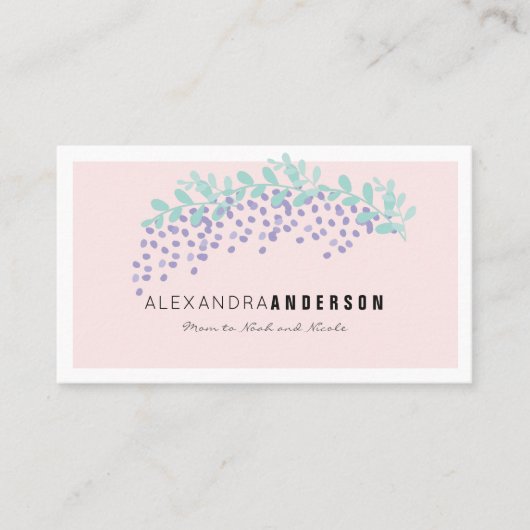 Elegante Wisteria Blush Pink Mommy Business Card Telefonnummerkarte (Vorderseite)