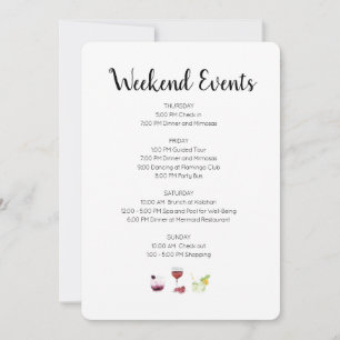 Elegante Wochenend-Veranstaltungen Itinerary Einladung