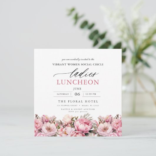 Elegante Wohltätigkeit Mittag- und Abendessen Einladung (Stehend Vorderseite)