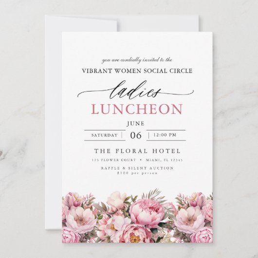 Elegante Wohltätigkeit Mittag- und Abendessen Einladung (Vorderseite)