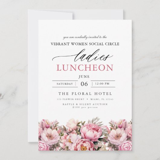 Elegante Wohltätigkeit Mittag- und Abendessen Einladung (Vorderseite)