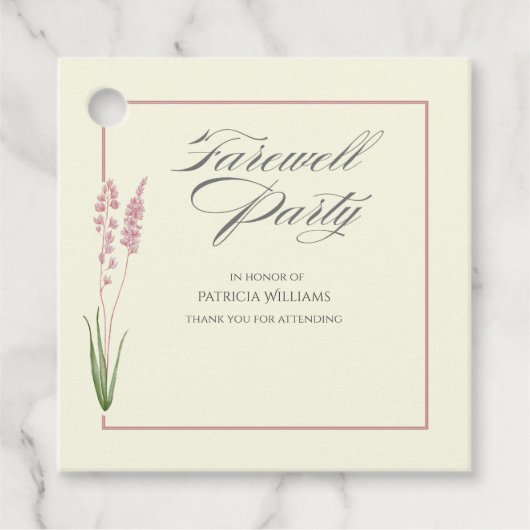 Elegante Womans Pastel Wildblume Farewell Party Geschenkanhänger (Vorderseite)