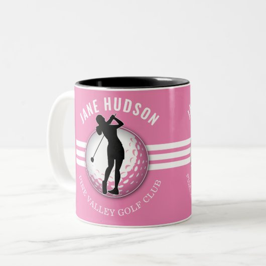 Elegante Women Golfer Design Zweifarbige Tasse (Vorderseite Links)