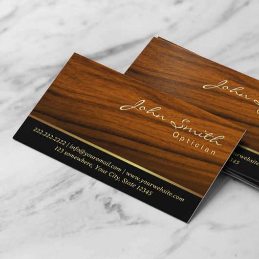 Elegante Wood Grain Optician Business Card Visitenkarte