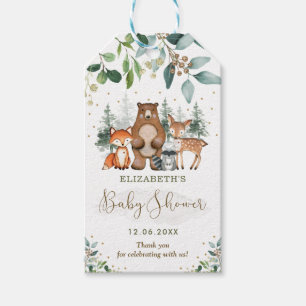 Elegante Woodland Animals Forest Baby Shower Gevor Geschenkanhänger