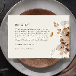 Elegante Woodland Fall Floral Wedding Details Card RSVP Karte