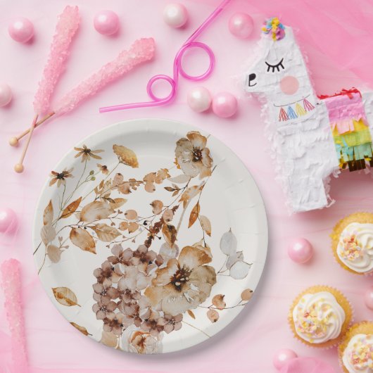 Elegante Woodland Fall Floral Wedding Pappteller (Party)